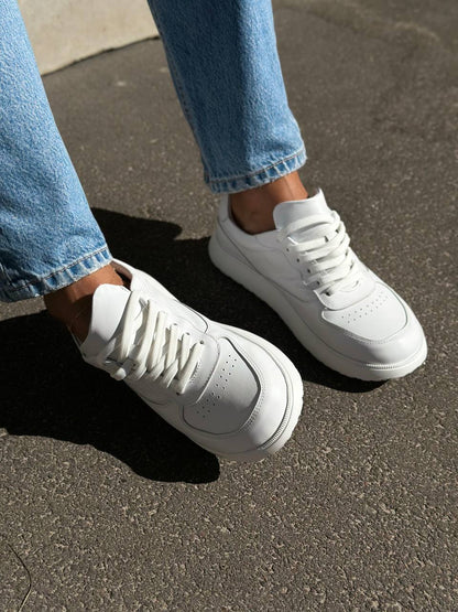 White Anatomical Leather Sneakers for Women 4537