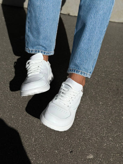 White Anatomical Leather Sneakers for Women 4537