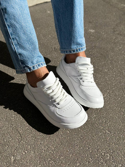 White Anatomical Leather Sneakers for Women 4537
