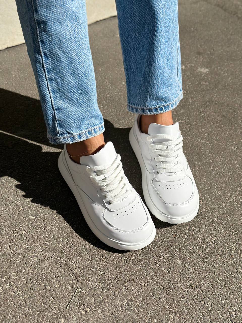 White Anatomical Leather Sneakers for Women 4537