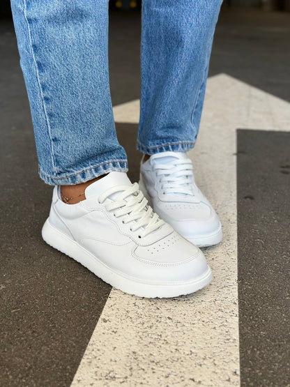 White Anatomical Leather Sneakers for Women 4537