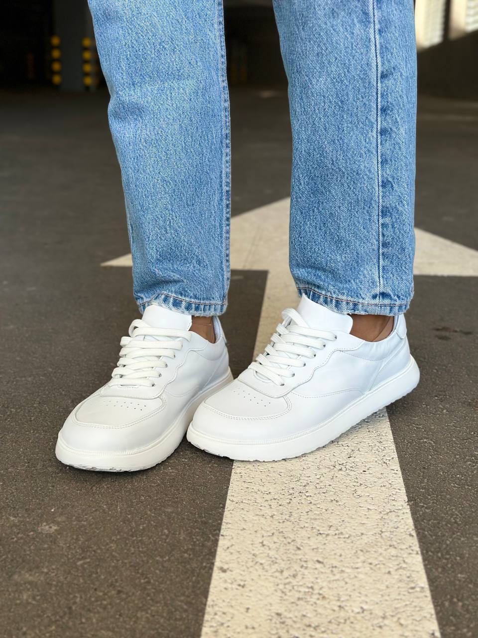 White Anatomical Leather Sneakers for Women 4537