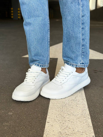 White Anatomical Leather Sneakers for Women 4537