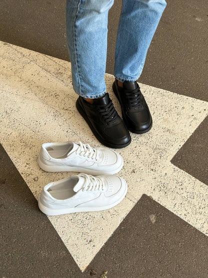 White Anatomical Leather Sneakers for Women 4537