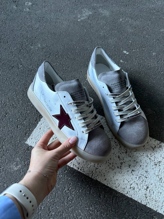 Women’s White Leather Sneakers with Suede – Model 9418 | Maletskiy