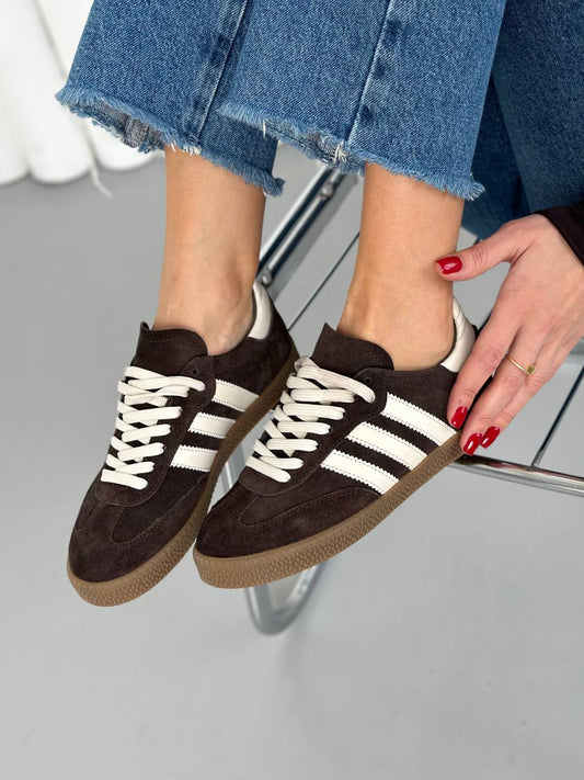 Women’s Chocolate Suede Mid-Season Sneakers 4401-7