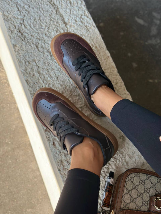Women’s Chocolate Brown Anatomical Leather Sneakers